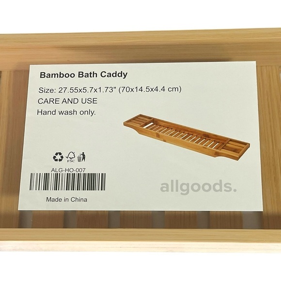 NWT Allgoods Bamboo Bath Caddy Tray - Picture 3 of 6